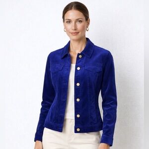 Chico’s Sapphire Blue Velveteen Stretch Jacket NWT Size 0 (Small)